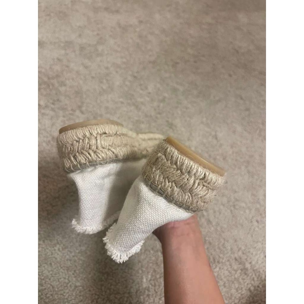 Patricia Green Womens Espadrille Flats Cream Beige Frayed Canvas Slip On Size 10 - Picture 8 of 9